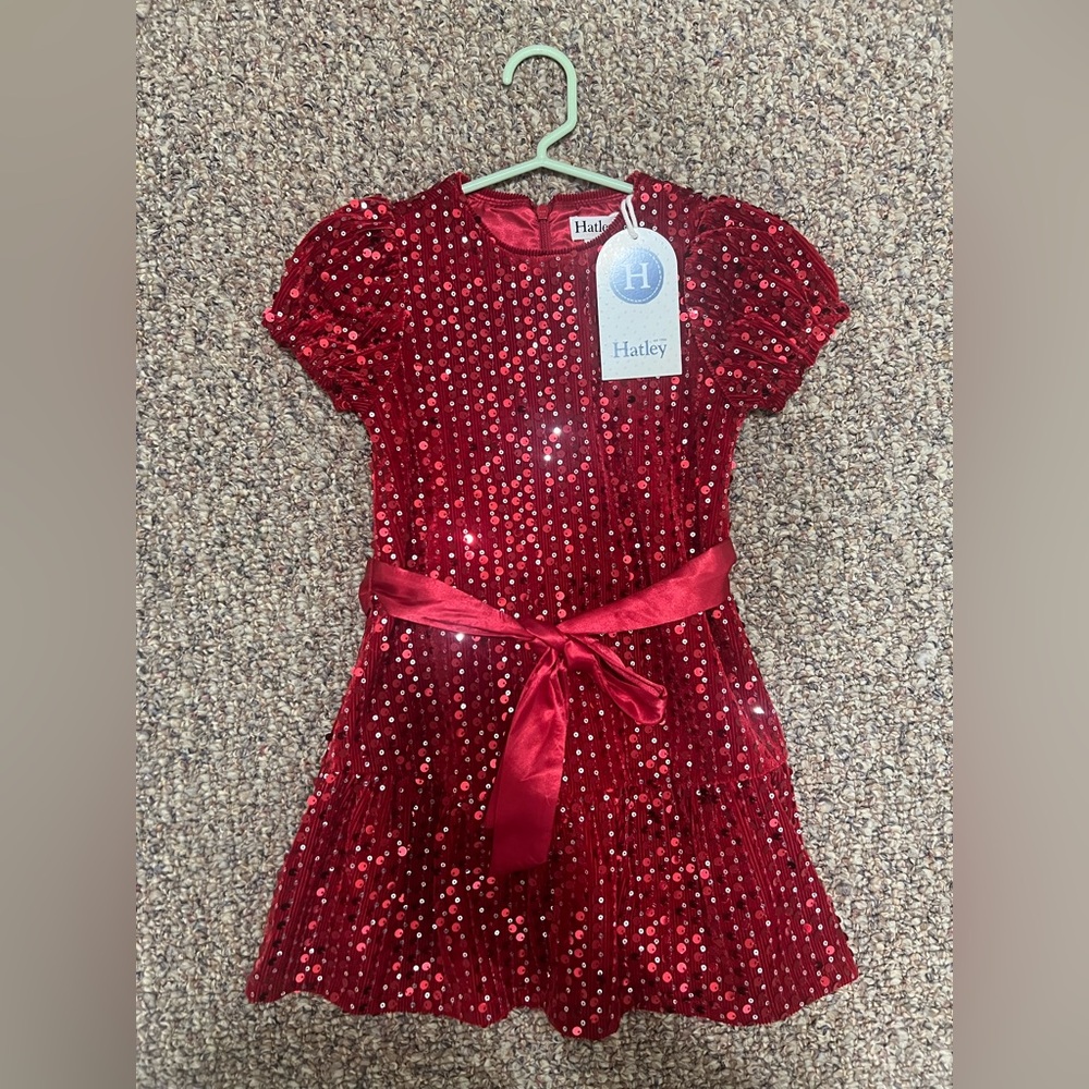 Hatley girls red sparkle dress